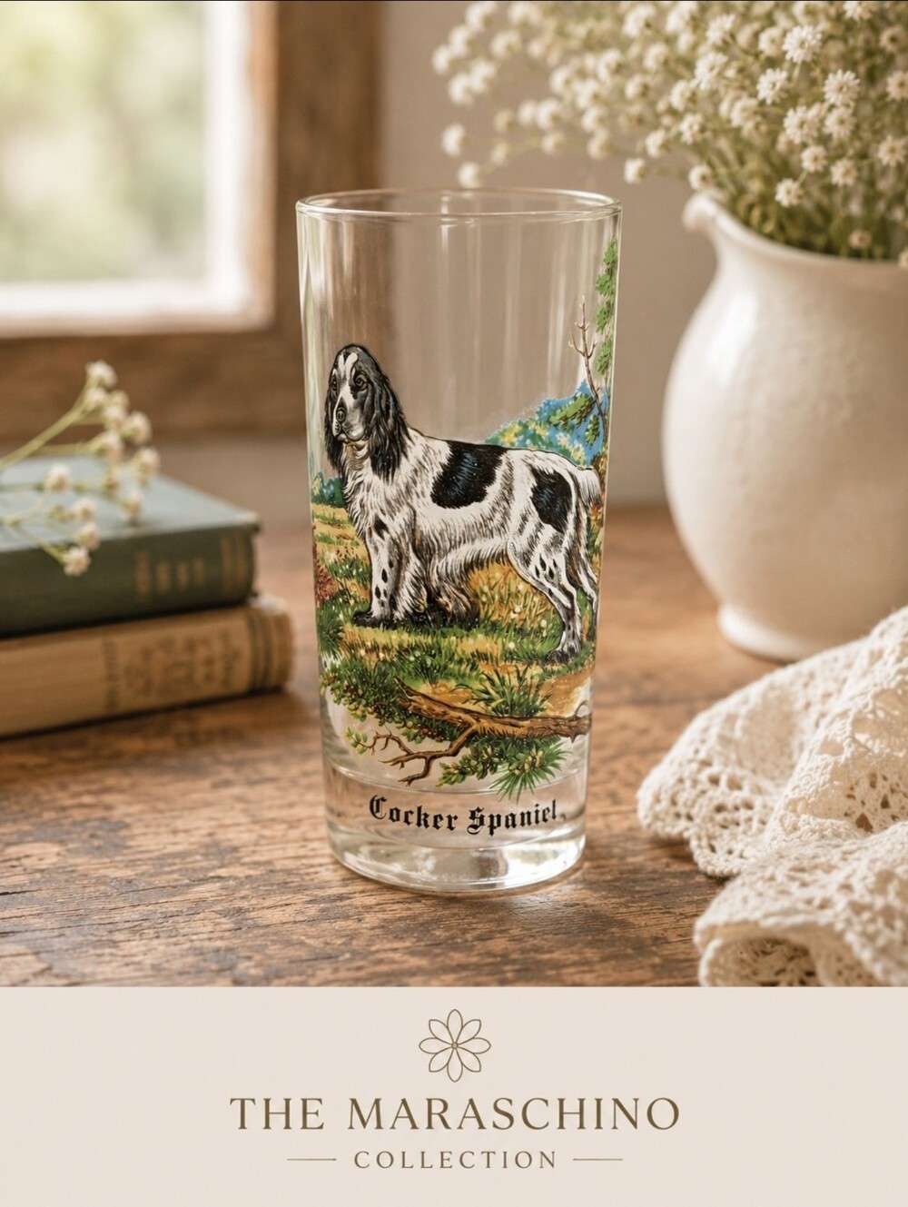 Anchor Hocking Vintage Cocker Spaniel Glass | MCM Barware